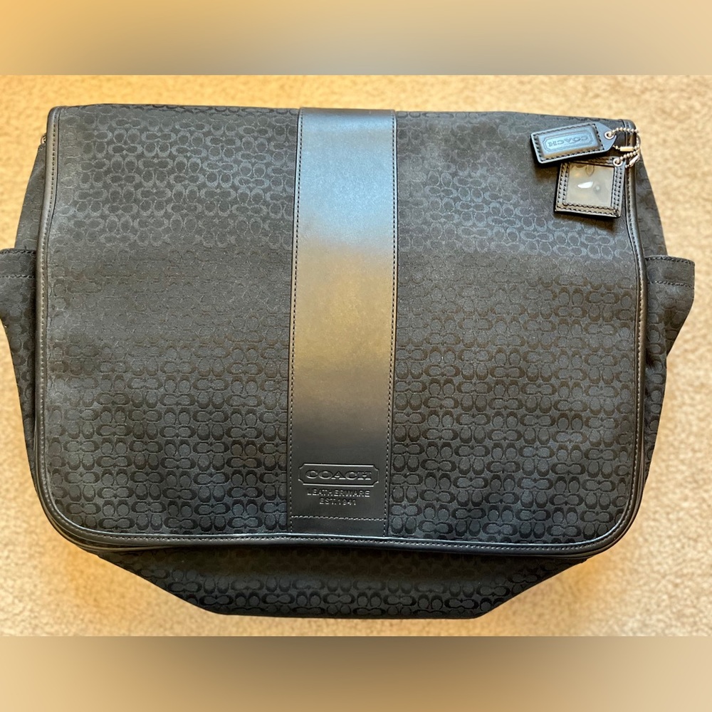Coach Signature Hudson Commuter Laptop Messenger Bag Black Vintage L0885-F77004